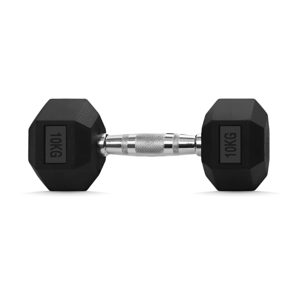 ดัมเบลยางออกกำลังกาย HOMEFITTOOLS แบบเหลี่ยม 10 KG (1 คู่)